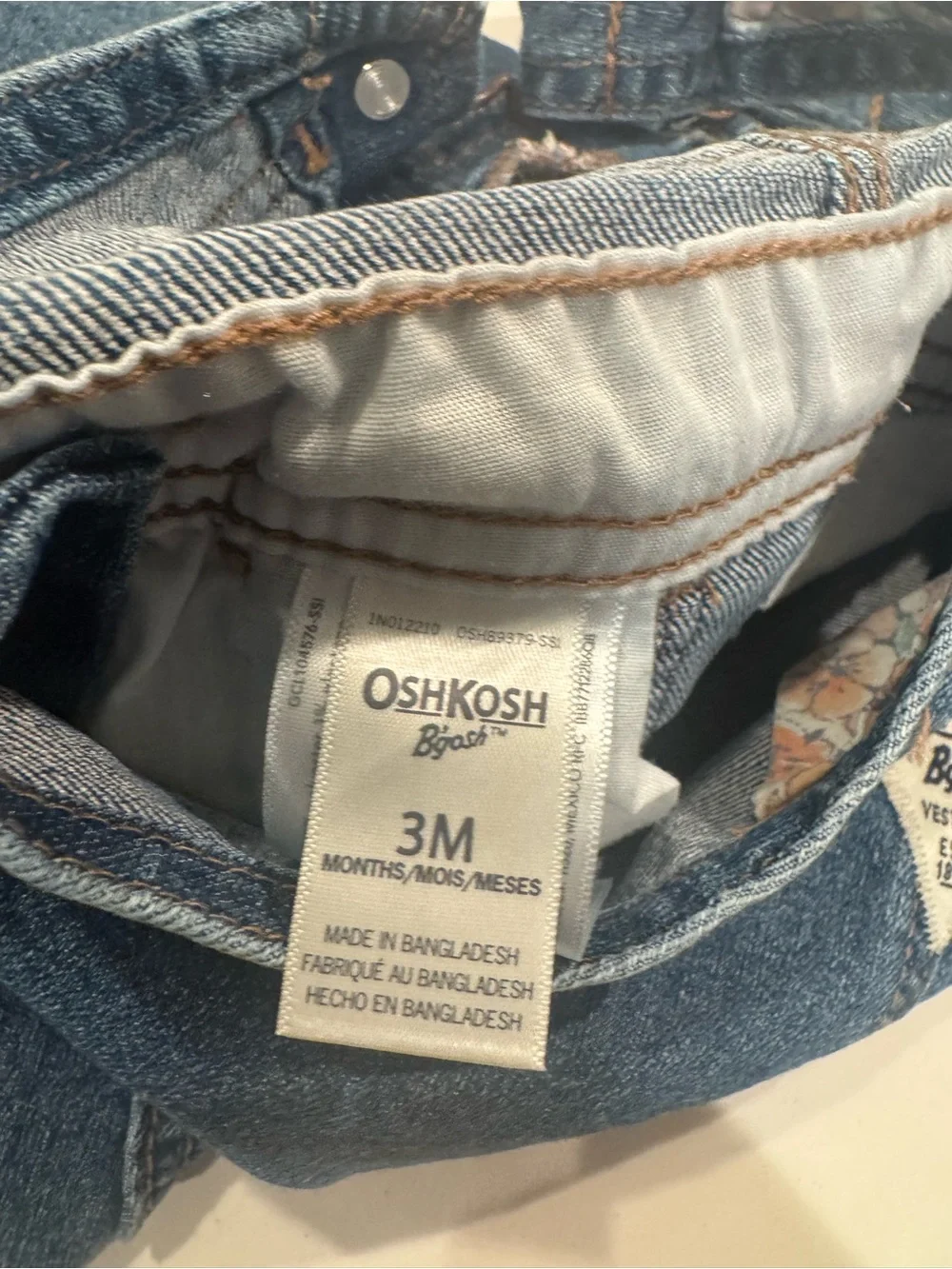 OshKosh B'gosh Denim Overalls with Floral Trim
